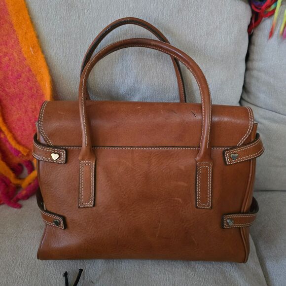Vintage Luella Brown Leather Gisele Satchel Handbag Heart Tote Buckle Bag - Picture 2 of 6